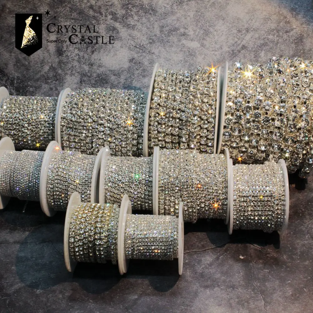 

Gold Rhinestones Trim 4mm 6mm Crystal For Clothes Cup Chain Sew On Stones Decorative Trimmings Tassel Sewing Accessories Crafts