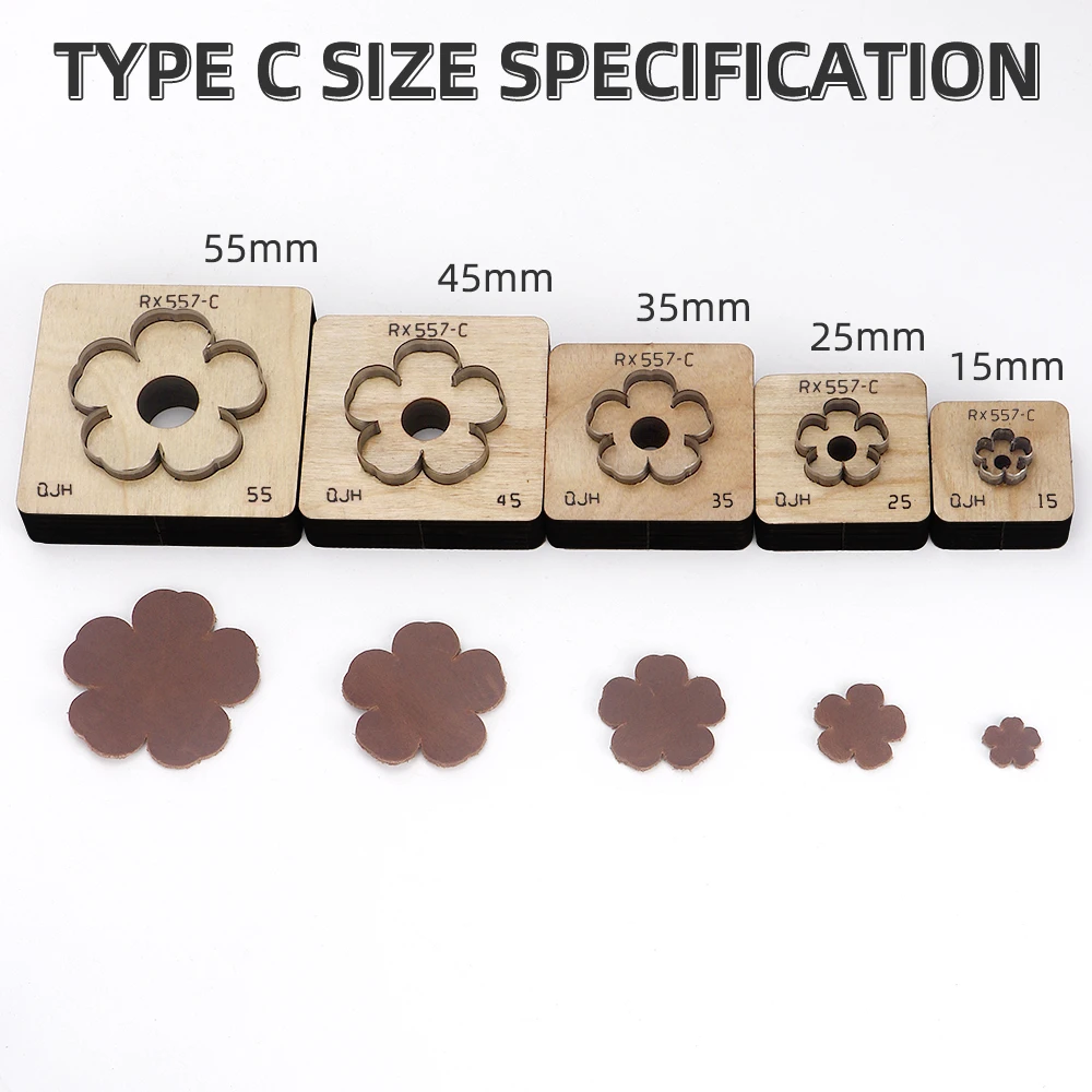 قطعة واحدة من قوالب القطع المصنوعة من الجلد الصناعي الدقيق - أداة قطع قوالب الزهور بخمسة بتلات، أداة حرفية حادة ومتينة لأعمال الجلد بنفسك #4