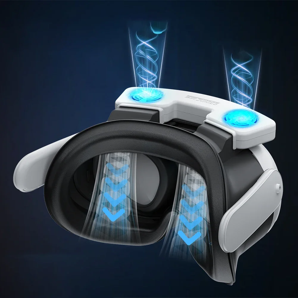 冷却ファン付きフェイスカバーパッド、空気循環通気性VR冷却ファン、Meta Quest 3 VRヘッドセット用PUフェイスクッションパッド