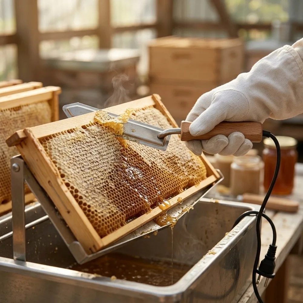 Electric For Beekeeping Uncapping - Heated Cutting Tool with 440mm Length and Wood + 304 Stainless Steel Build