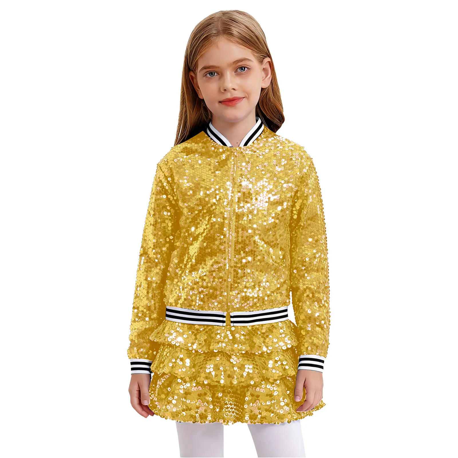 أزياء الفتيات الترتر ملابس رقص الجاز الاطفال الشارع الشهير مهرجان ديسكو الهيب هوب ملابس الأطفال مرحلة الأداء زي #6