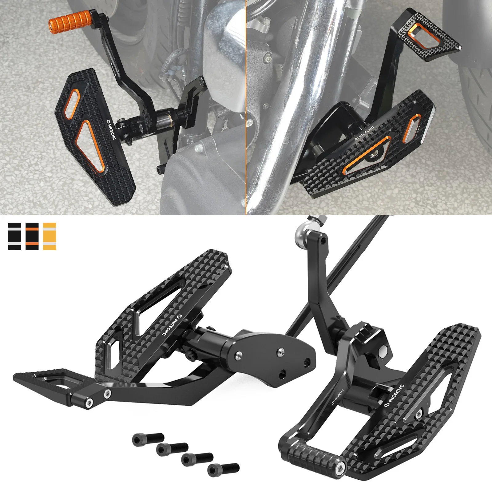 1 Set Verstellbare Schalt- und Bremspedale Fußstützen Vorwärtssteuerungskit für Harley Dyna Fat Bob 08-17 Street Bob 06-17 Low Rider 00-17