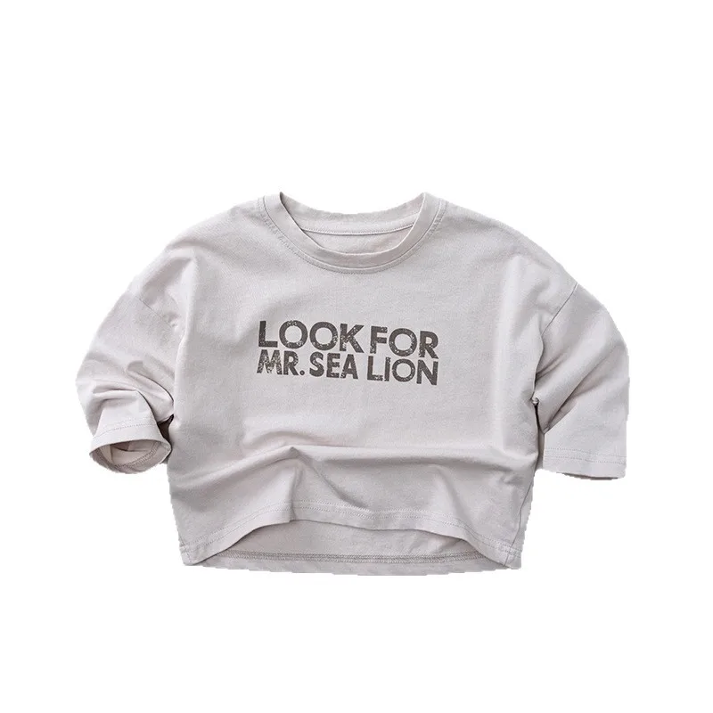 2026 Autumn New Children Long Sleeve Casual T Shirts Fashion Letter Print Cotton Shirts Boys Girls Baby Loose Tops Kids Clothes