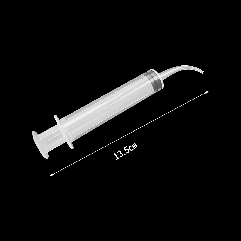 곡선 팁이 있는 치과 관개 주사기, 12ml 치과 키트, 투명 치아 미백 치과 기구, 치과 관리 도구