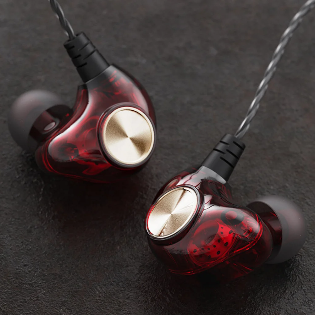 

in-Ear Wired Earphone Red Transparent Cable Bass Earbud Subwoofer Headset Mic for Phone Gym Running Exercise Earphone