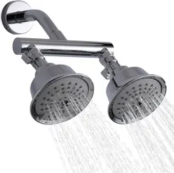 Double Shower Head with Shower Shut-Off Valves,2 Shower Head for Bathing,Dual Shower Head High Pressure 5 Function Sprayers