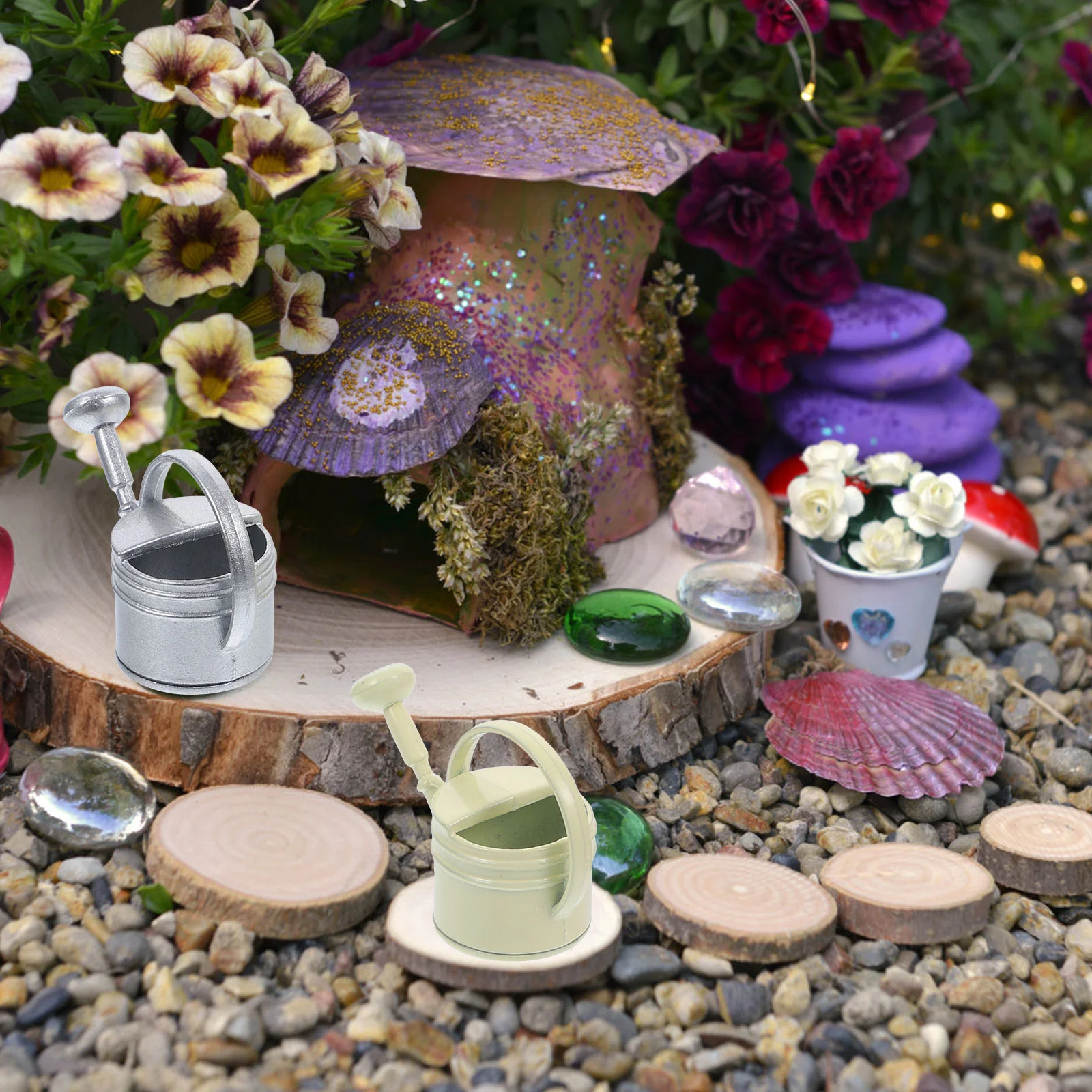 

House Watering Can Small Kettles Miniature Model Garden Accessory Decor Cans Bucket Models