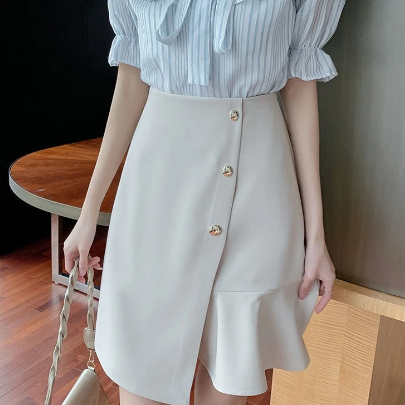 

Female Skirts High Waist Black Ruffle Women's Skirt Aesthetic Summer 2025 Chic and Elegant Clothing Sales Trend Modest Casual V