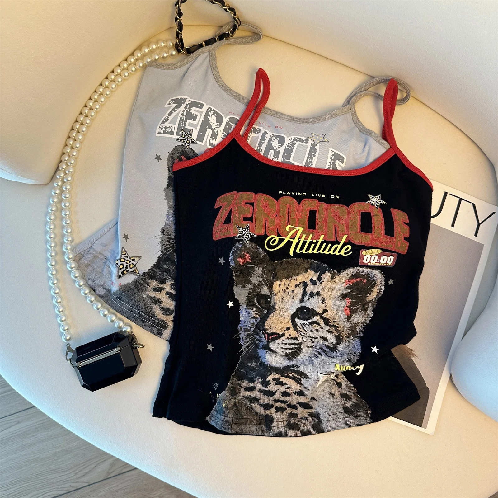 

American Style Printed Slim Fit Tank Top Women Summer Design Sensual Girl Strap Vest Self Storage Recommended Fashionable Inn...