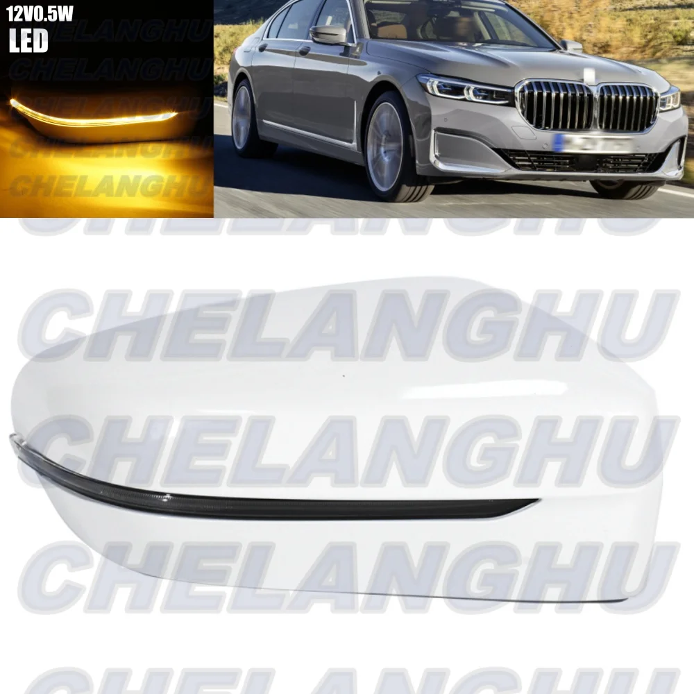 

For BMW G11 740li G12 750li G16 840i Gran Coupé G14 G15 F91 F93 M8 2018 2019 Right White Painted Mirror Cover With Turn Lamp