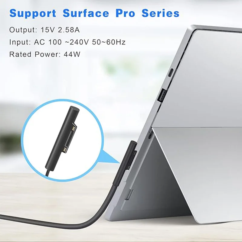 Laptop Surface Pro Charger 15V 2.58A 44W Power Supply for Microsoft Surface Book Surface Pro 8/7/6/5/4/3 Laptop 1/2/3 Surface Go