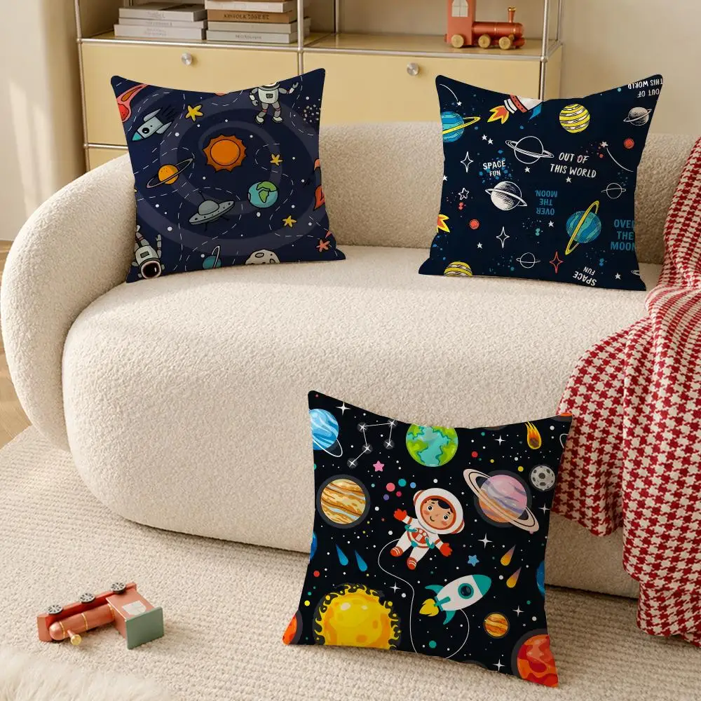 outer space spaceship astronaut rocket Cushion Cover Pillow Cover Decorative Throw Couch Home Decor for Living Room Sofa