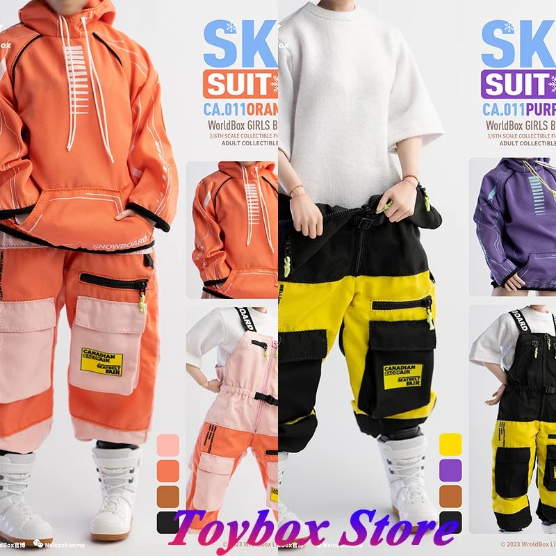 Worldbox 1/6 Girls Body Decorative Ski Suit CA.011 Orange Purple Youth Clothes Set Accessory Toys For 12