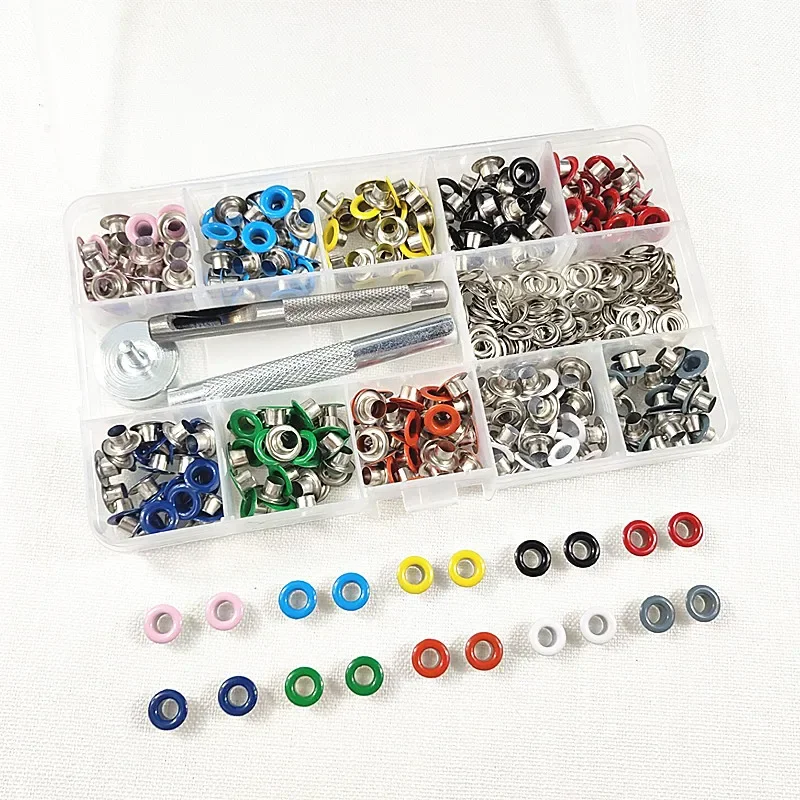 Mixed Metal Grommet Grommet for Scrapbooking, DIY Embelishment, Garment Clothes, Eyelets Tool, Box, 5mm, 10 Colors, 300/500Pcs