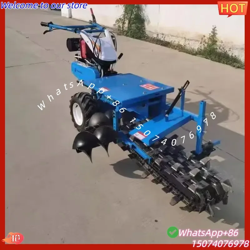 2026 Agricultural Mini Handheld Chain Trencher with Motor for Ditching Deep Trenching Fertilizing Pipe/Cable Laying Tractor