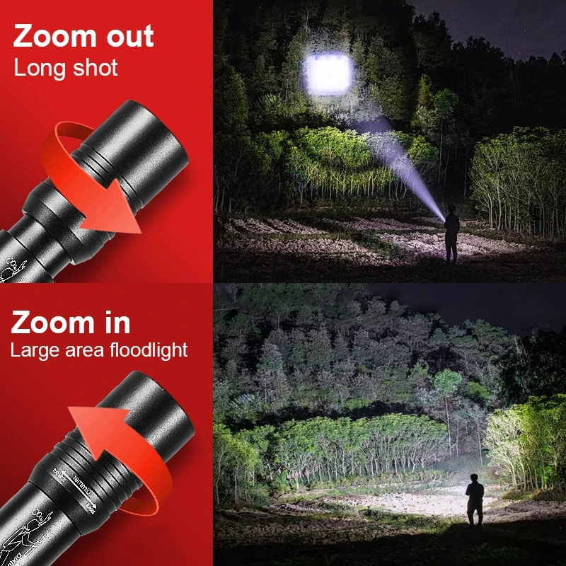 New Portable Zoom Underwater Lighting Flashlight IP8 Waterproof T6 LED Diving Lantern Outdoor Hunting Fish Scuba Torch