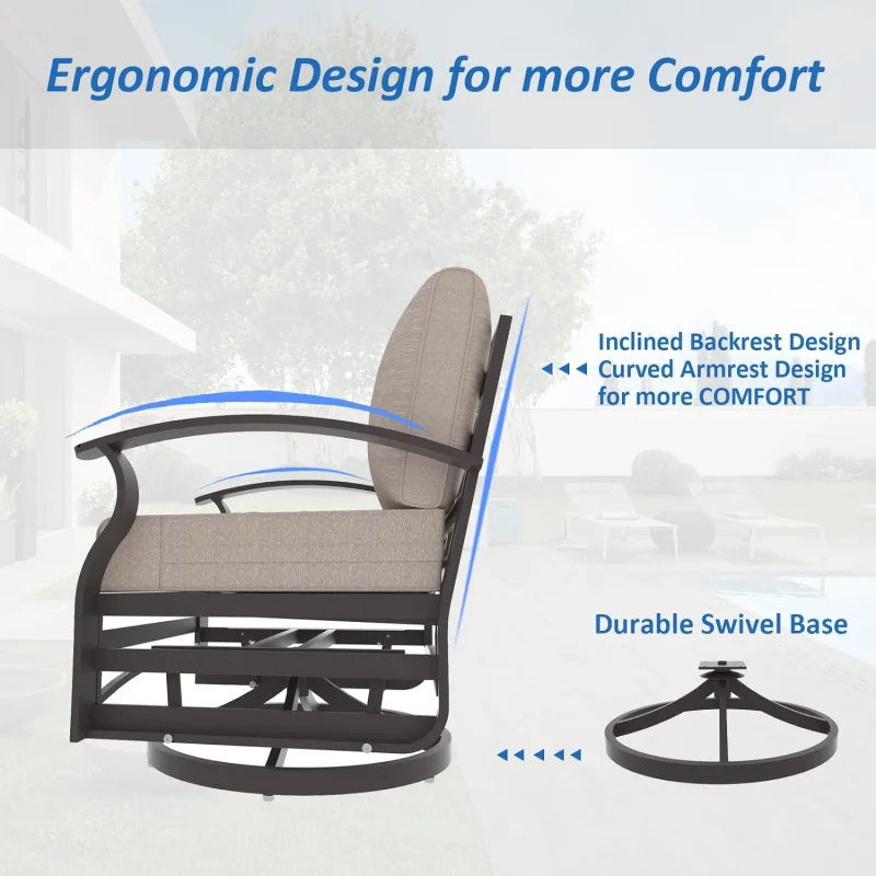 QALAULM Aluminum Set with Propane Table 9-seat Metal Outdoor Furniture w/Fire Pit Patio Sectional w/5.1