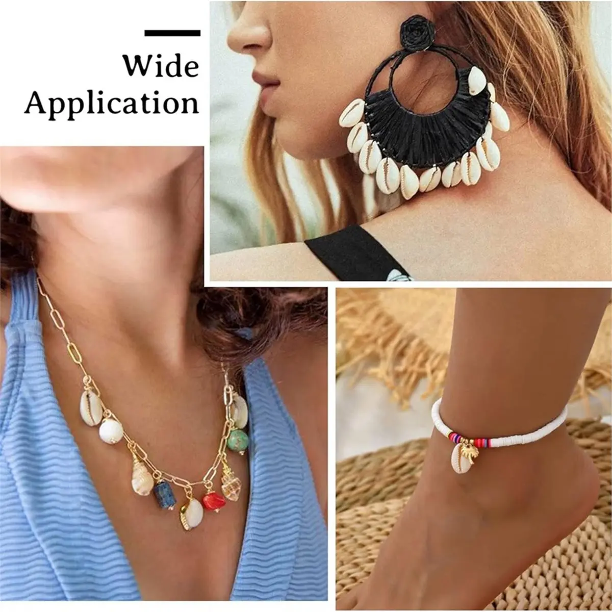 DT35BG 150Pcs Cowrie Shell Beads, White Natural Spiral Shell Bead for Jewelry Making, Summer Beach Cowrie Shells