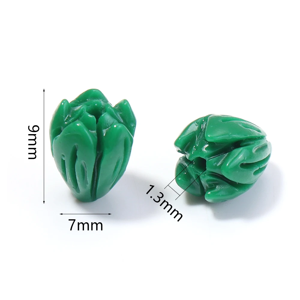10pcs/lot 7x9mm Imitation Coral Jasmine Flower Bud Beads Colorful Loose Spacer Bead For DIY Crafts Bracelet Earrings Accessories