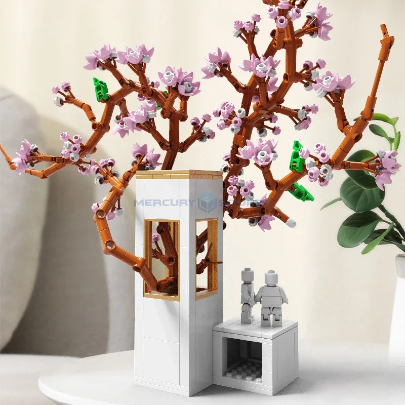 Sakura Flower Potted vase Model Building Blocks MOC 92011 Ideas Home Decor Plant Collection Bricks Ideas DIY Toy Gift Girls