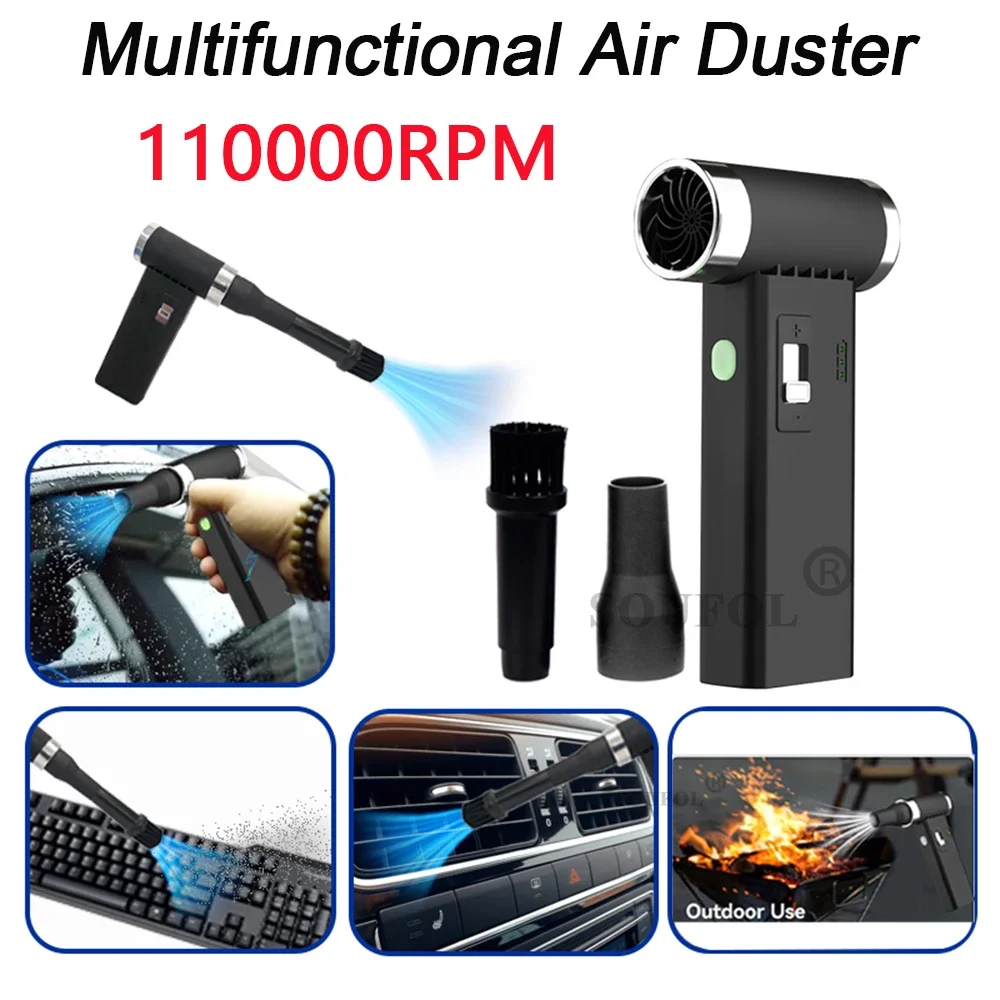 

2025 New Violent Fan 110000RPM Powerful Air Blower Vacuum Dust Cleaner Charging Strong Wind 52m/s Brushless Turbo Jet Blower Dry