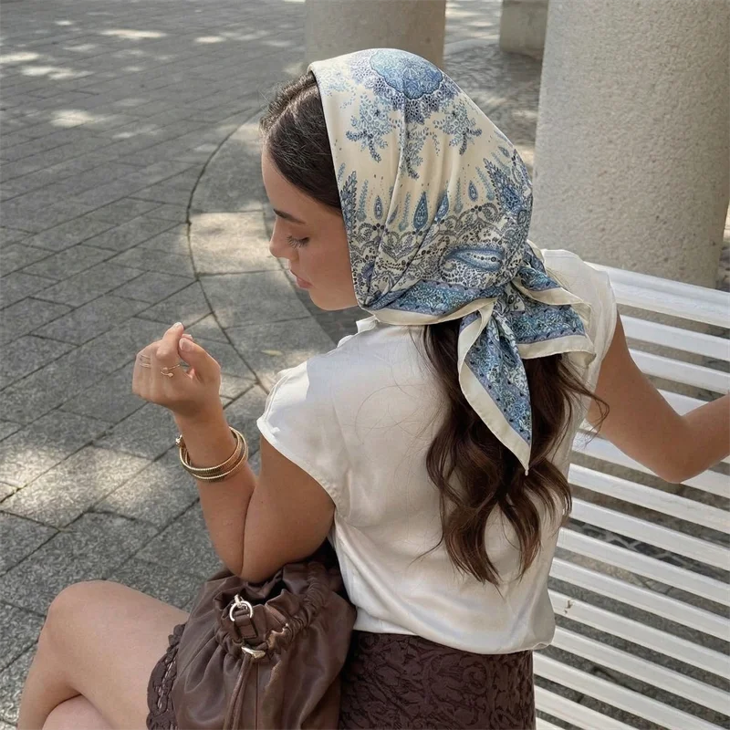 Women 70*70cm Square Silk Scarf/scarves Luxury Wrap 2026 Hair Tie Band Bag Warp Soft Neckerchief Hijab Headscarf Female Foulard image 3