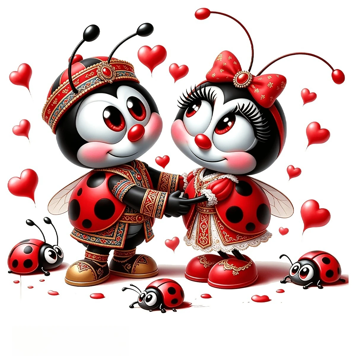 Cute Couple Ladybug Vinyl Car Sticker, Waterproof Decal for Wall, Window, Motorcycle, Truck, Laptop, Adds Irresistible Charm