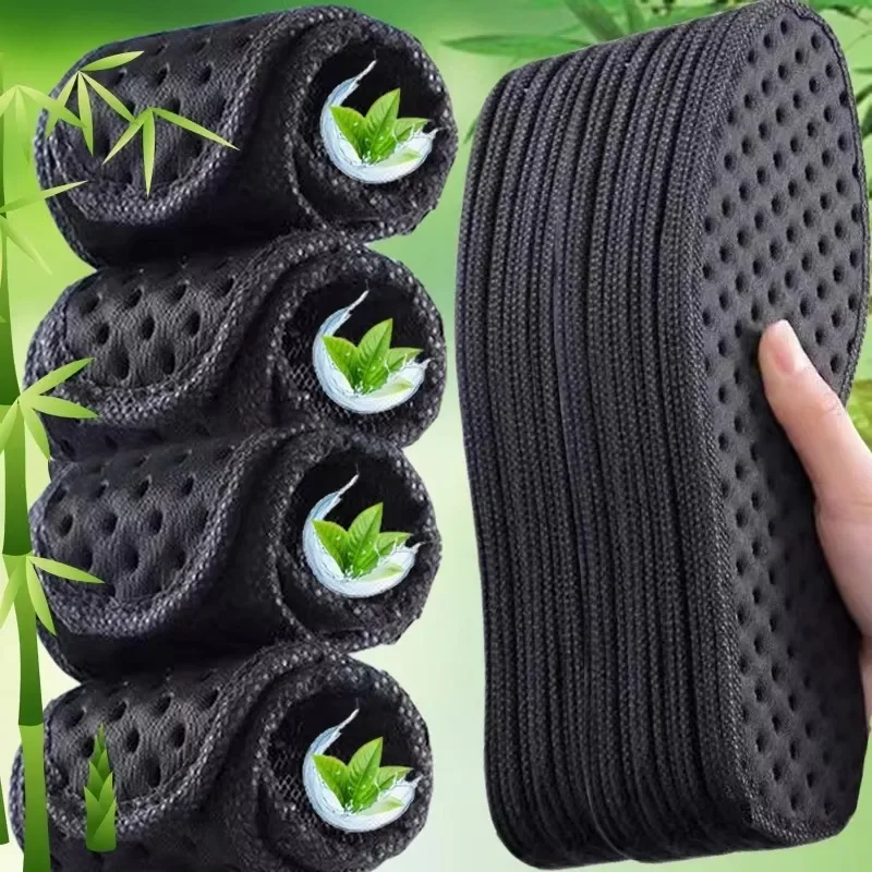 4pcs Bamboo Charcoal Deodorant Insoles Mesh Breathable Absorb-Sweat Shoe Pads Men Running Sports Shoes Insert Deodorant Insole