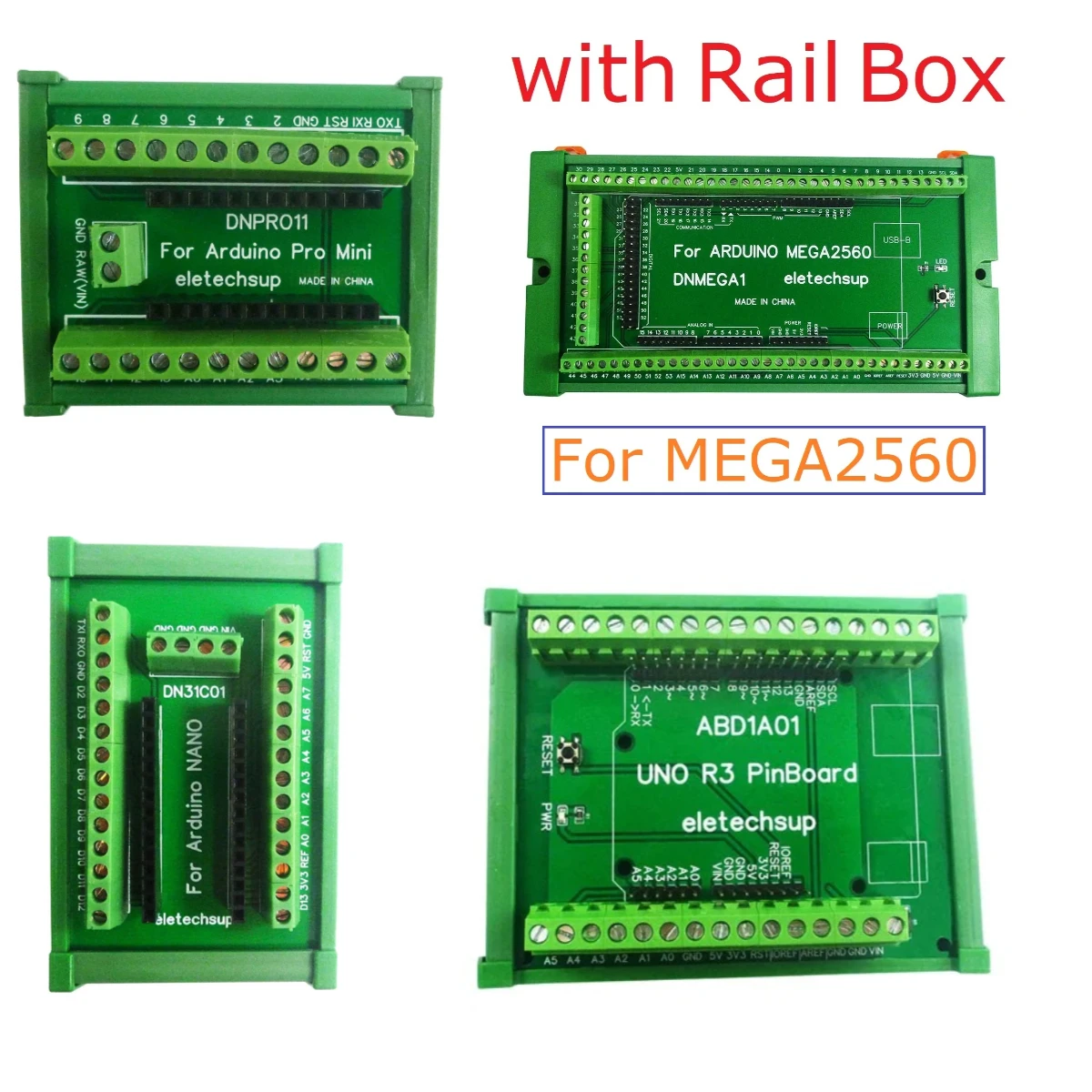 ABD1A01 DN31C01 DNPRO11 modulo adattatore morsettiera a vite per montaggio su guida DIN per mini scheda Arduino UNO/MEGA2560/NANO/Pro