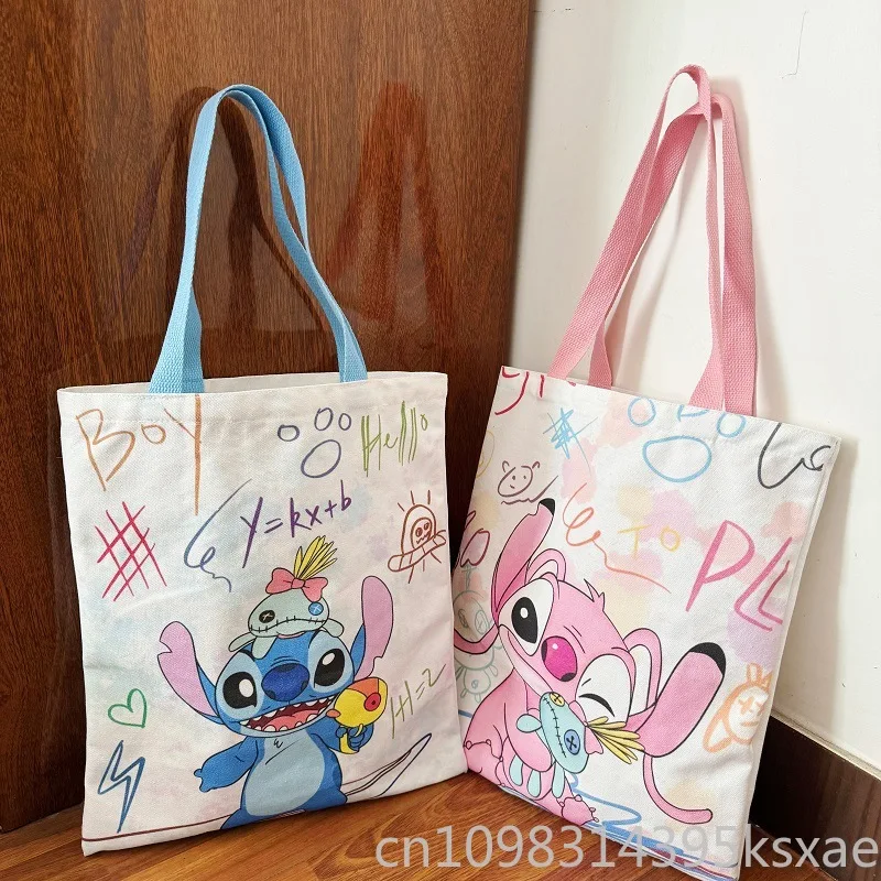 

Disney Stitch Canvas Tote Bag Large Capacity Durable School Shoulder Bag for College Students Women