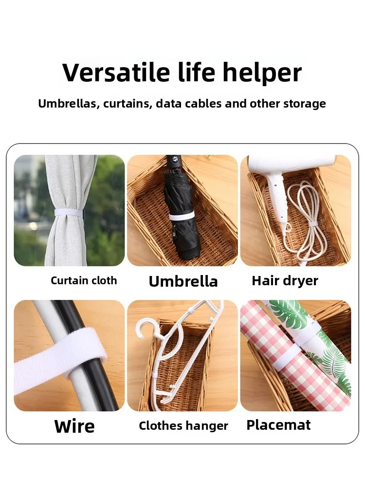5 m wiederverwendbares Kabelbinderband mit Klettverschluss, verstellbarer Kabel-Organizer, Kabelmanagement-Gurt für Kopfhörer, Maus, Telefon, Ladekabel – Detail 11