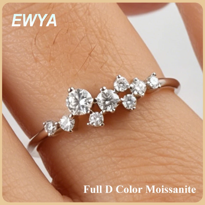ewya-マイクロフルdカラーvvs1モアッサナイトダイヤモンドリングバンド-レディース-925シルバーメッキ-14k-gra認定-パーティー-ブライダルリング-ギフト