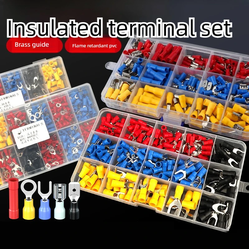 60/280/300/480PCS Terminal Box with Cold Crimped Pre-insulated Terminal Blocks and Copper Connection Terminal Sets Wire Crimp