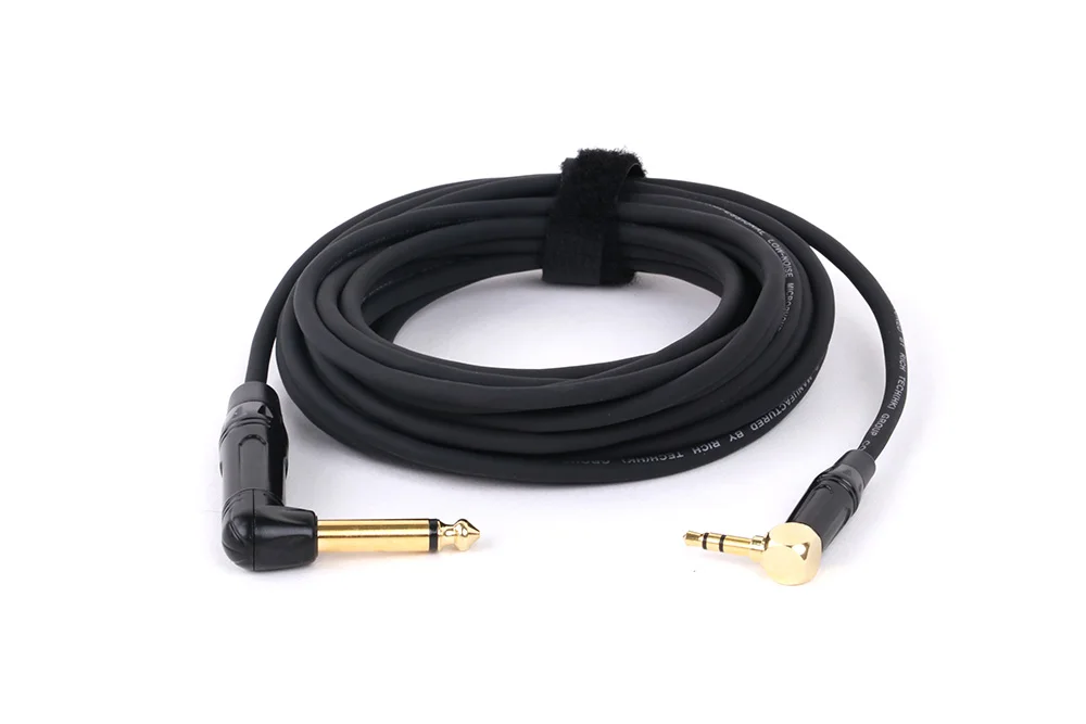 1pc Gold platte rechtwinklig 6,35 Mono-Buchse auf 3,5 Stereo-Buchse unausgeglichenes Lautsprecher verstärker kabel für Gitarren-Keyboard-Kabel – Detail 6