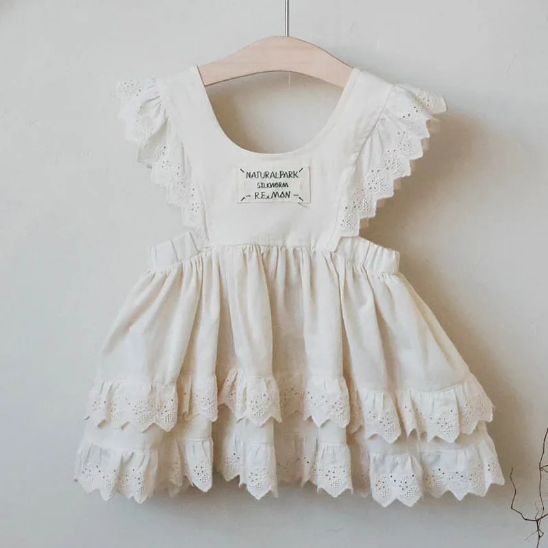 Sweet Korean Style Girls Vest Skirt with Lace Trim And Embroidery Hollow out Design Sleeveless Autumn Collection 2025 Dress