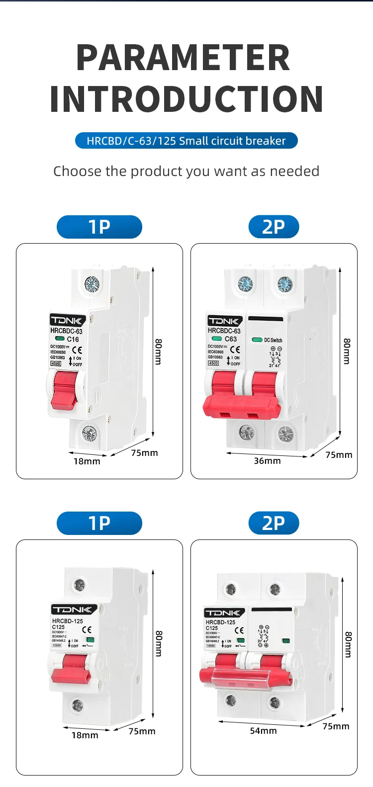 2P DC 1000V Solar Mini Leistungsschalter für PV-System – Miniatur-Leistungsschalter DC MCB 6A-125A – Detail 13