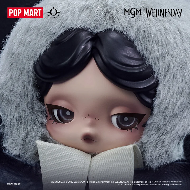 Подлинная серия Popmart SKULLPANDA X Wednesday, игрушки на Хэллоуин, кавайные куклы, рюкзак, мультяшные украшения для комнаты, подарки для девочек