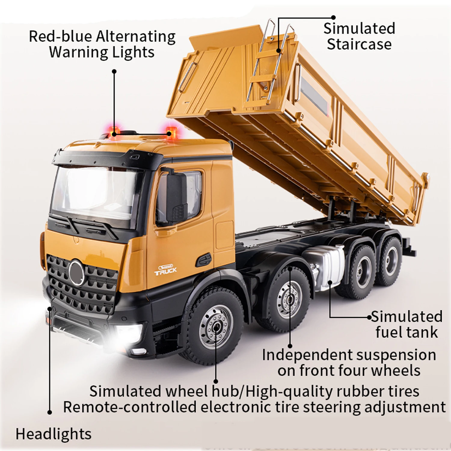 12 채널 20 인치 원격 제어 덤프 트럭 13LBS 부하 용량 RC 듀티 금속 건설 차량 장난감 소년을위한 1/14 스케일