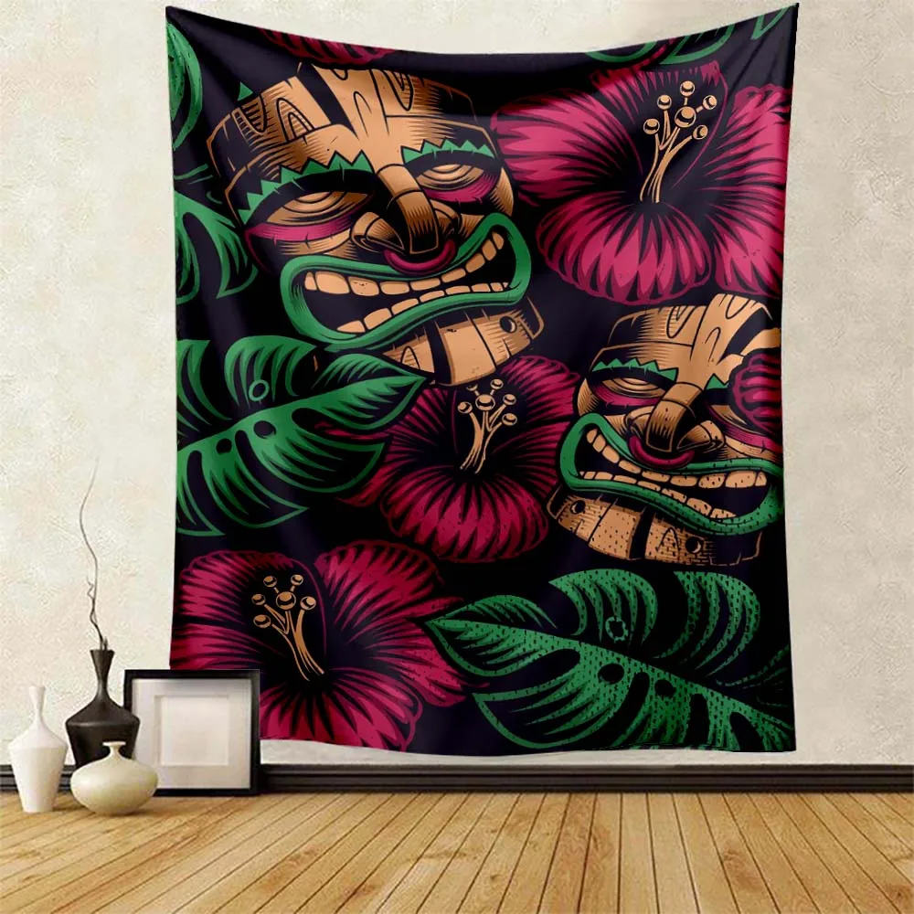 Tiki Bar Tapestry Aloha Hawaii Hawaiian Party Accessories Funny Sea Beach Bar Pub Club Man Cave Background Wall Tapestry Decor