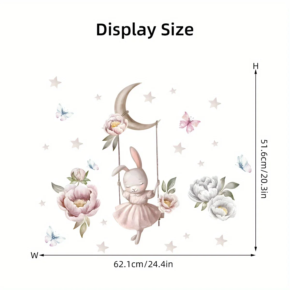 1Pc Cartoon Rabbit The Swing Flower farfalle adesivi murali per la decorazione della camera da letto bambini Baby Room Decor soggiorno Nursery