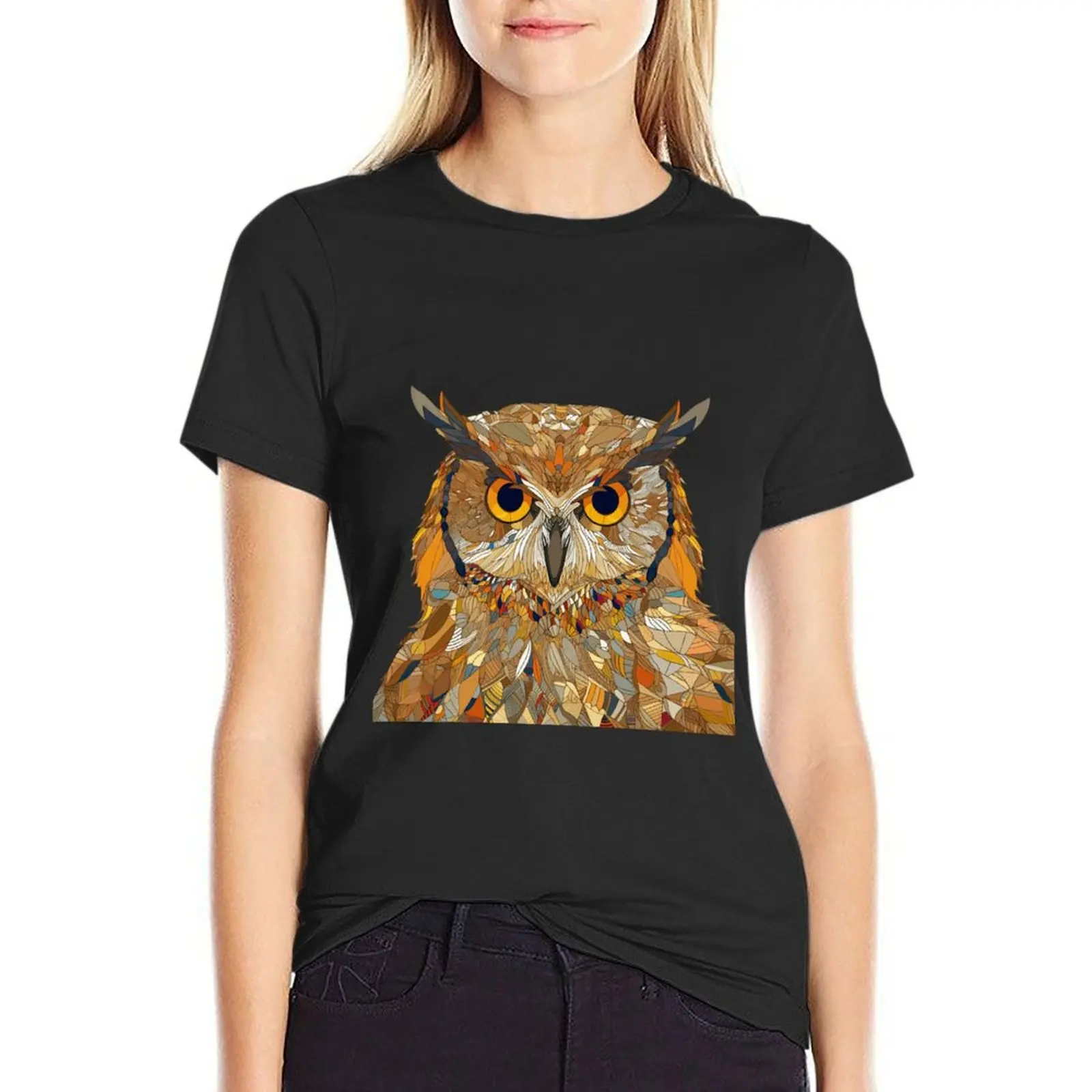 

Flaco the owl art T-Shirt vintage plus sizes aesthetic clothes summer top Women's cotton t-shirt