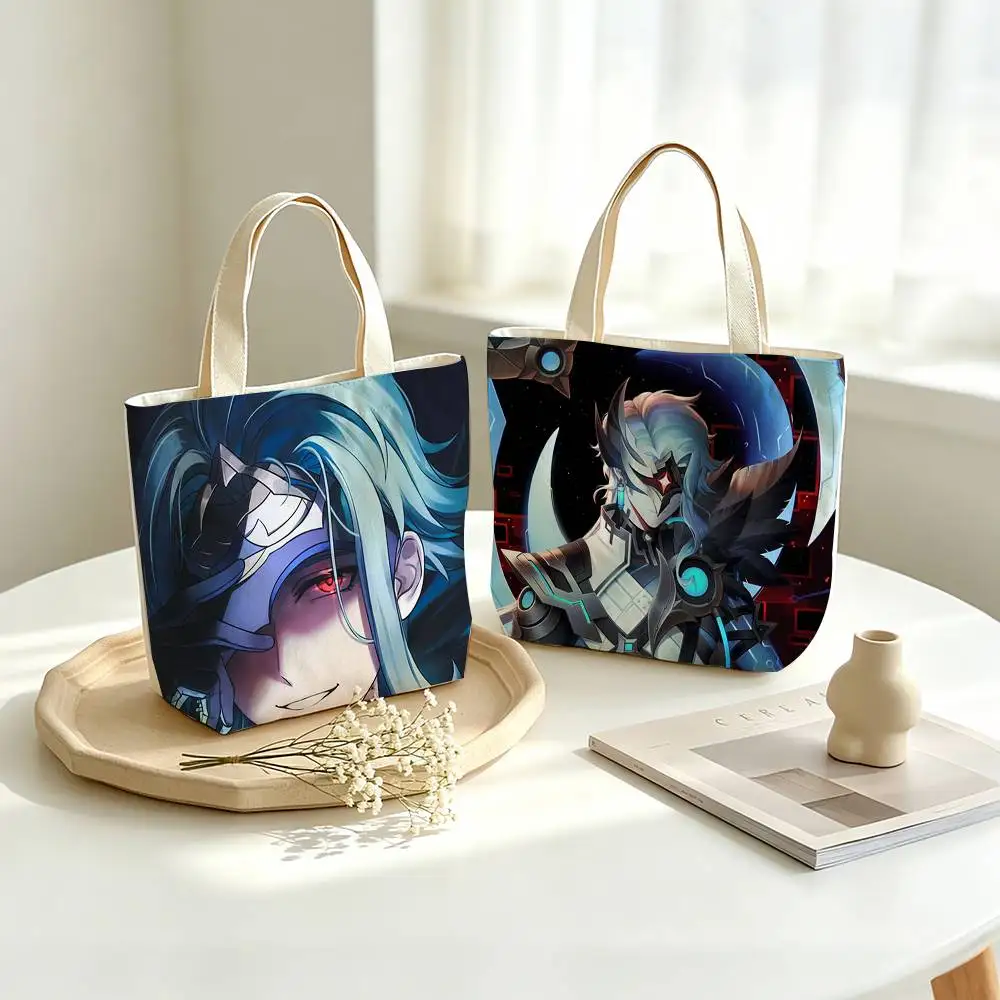 Mysterious Doctor Genshin D-Dottore Printed Canvas Tote Bag Shoulder Bag Commuter Mommy Shopping Bag
