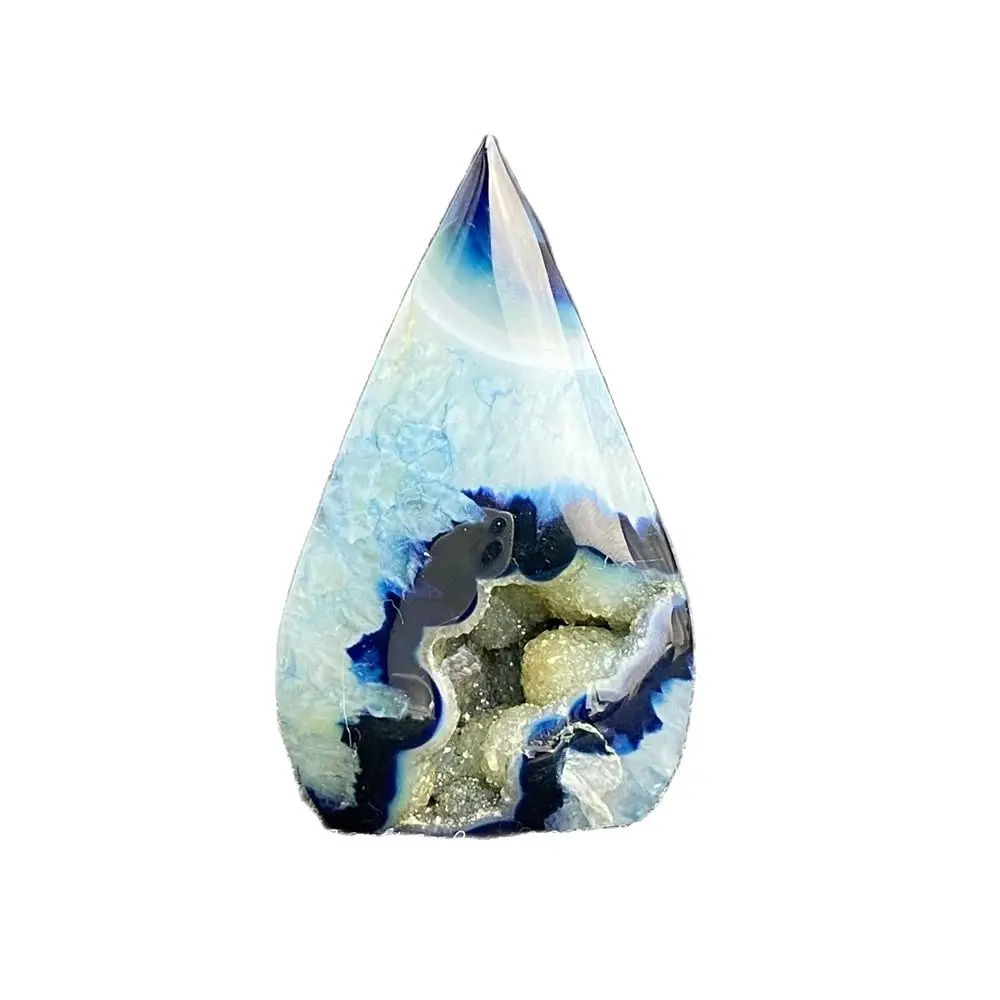 Natural Blue Agate Free Form Torch Ornament Reiki Treatment Spiritual Meditation Feng Shui Free Form Home Decoration