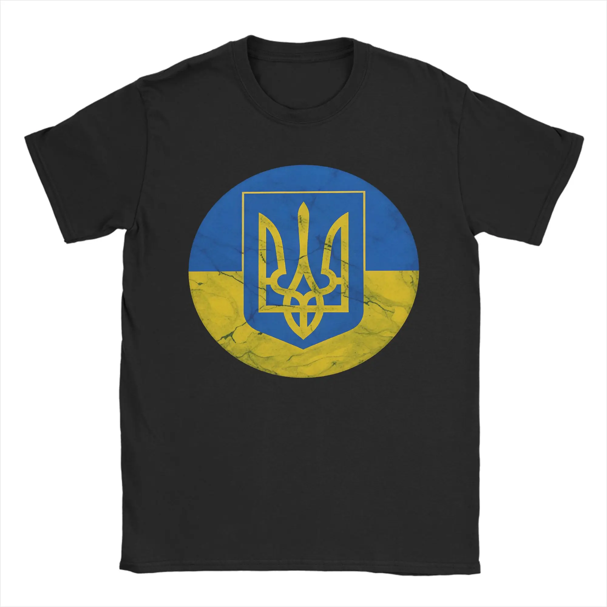 Ukraine Trident Marble Flag T-Shirt  Hip Hop T-Shirts Short-Sleeve Y2K Retro Tshirt Summer 100 Cotton Oversized Top Tees