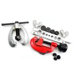 Copper Brake Fuel Pipe Repair Double Flaring Dies Tool Set Clamp Kit Tube Cutter