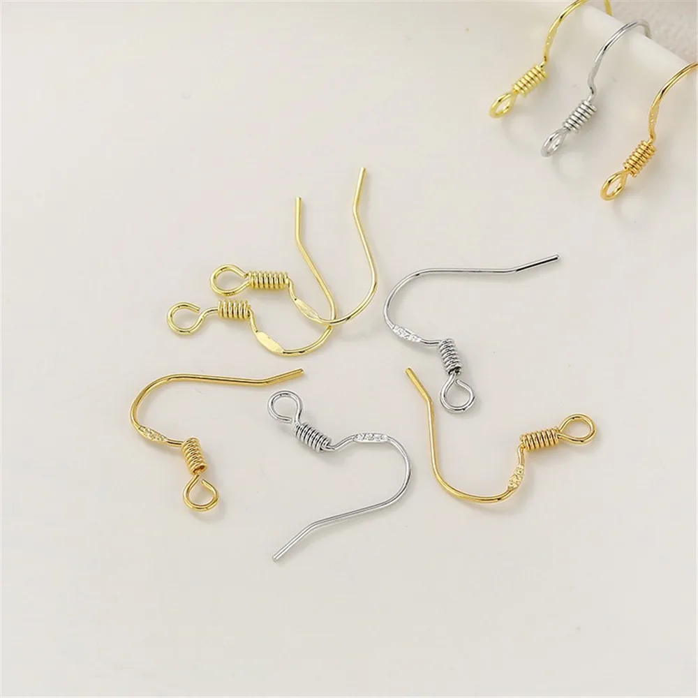 S925 Sterling Silver Plated 14K18K Gold-Color Ear Hooks Handmade DIY Ear Clip Earrings Jewelry Material Accessories E007