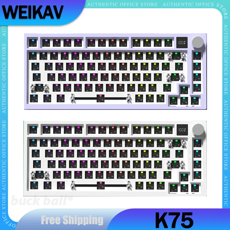 

WEIKAV K75 Gamer Mechanical Keyboard Kit Hot Swap Gasket Structure Wireless Keyboard RGB Backlit Rollover Gaming Keyboard Gift