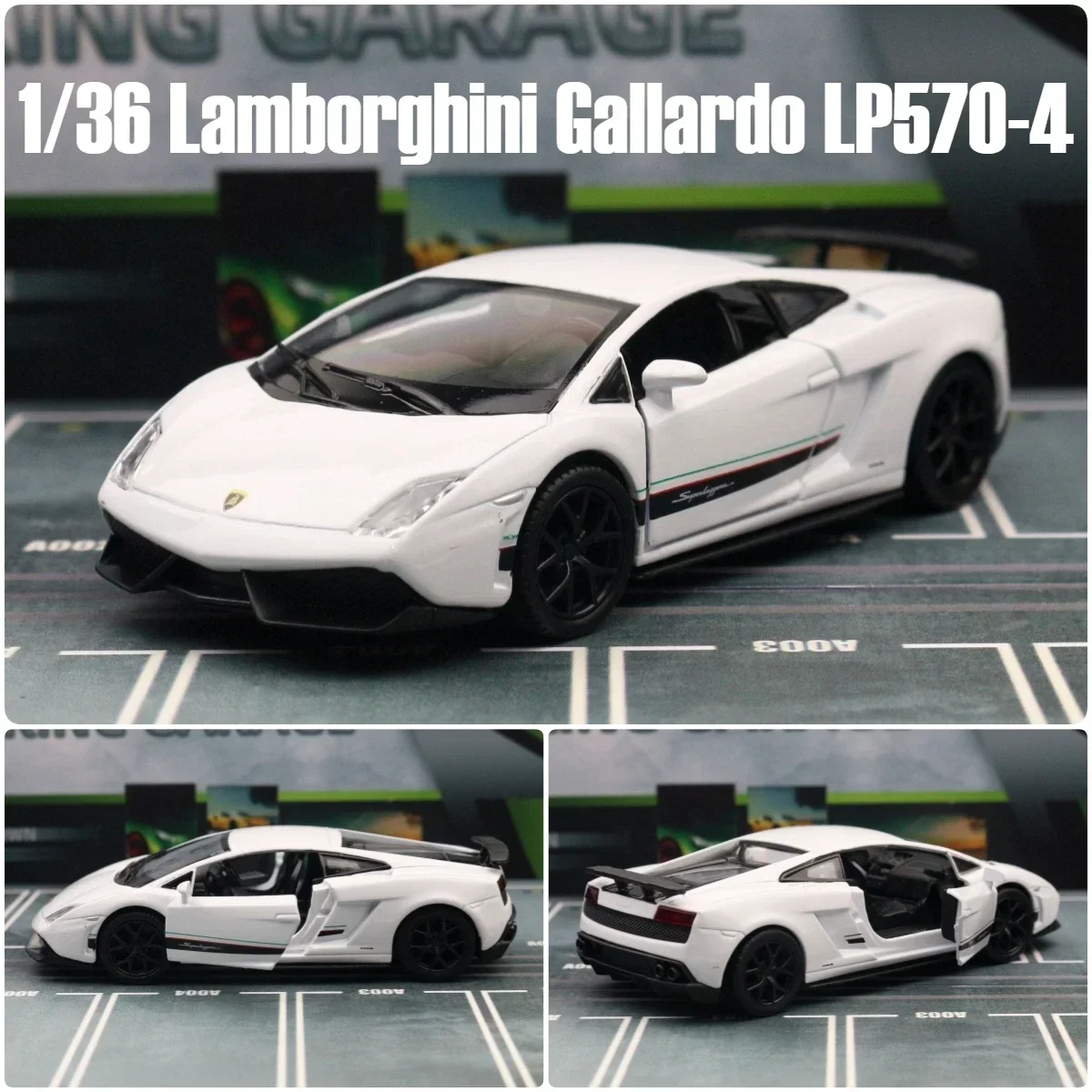 1:36 Lamborghini Gallardo LP570-4 Super Sport Toy Car RMZ City Diecast Metal Miniature Model Pull Back Collection Gift For Boy