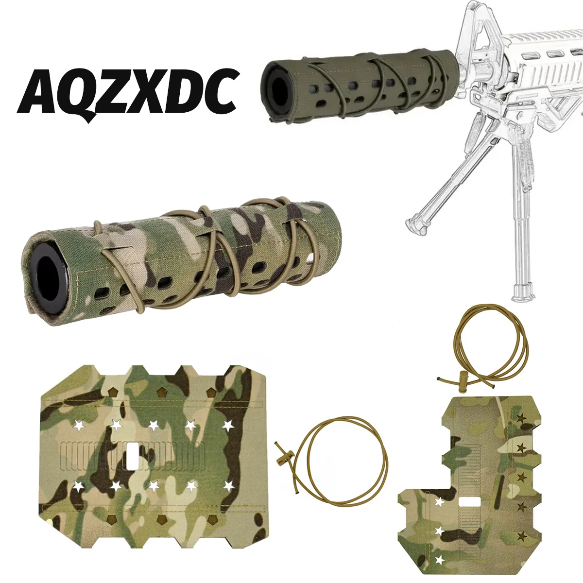 

Tactical Fishbone Handguard with Silence Case Military Fans Sniper Camouflage Cover Outdoor Hunting CS Airsoft Shooting Gear