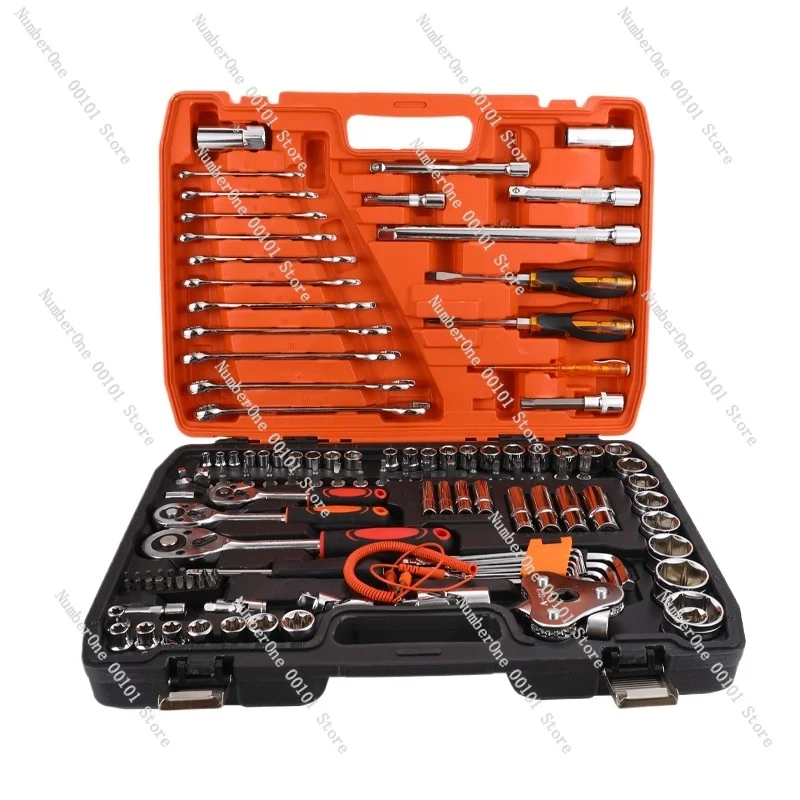 

LOW Price Plastic Toolbox Storage Case Screwdriver Hardware Tools 121 Pieces Hand Tools Set Car Auto Repair Socket Wrench Set